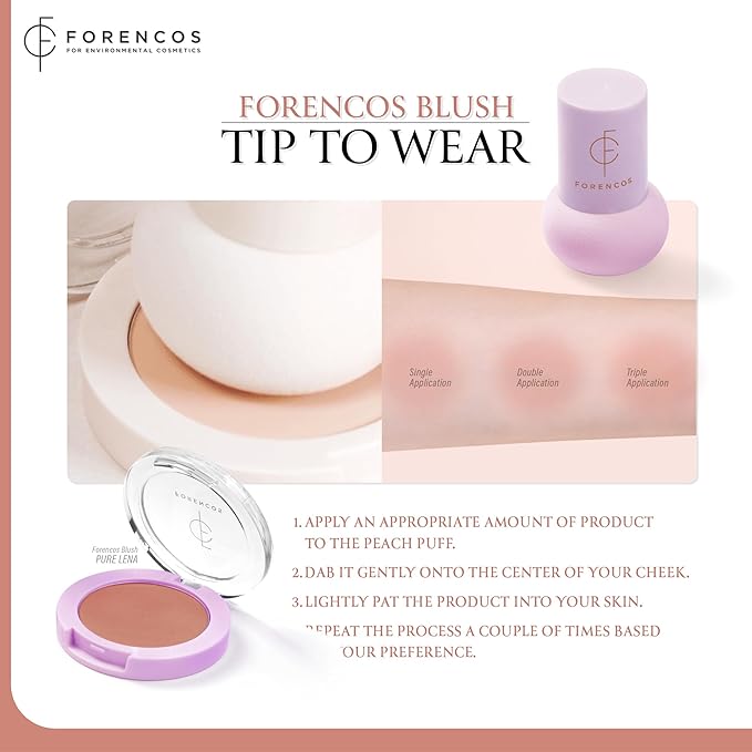 FORENCOS Matte Blush Set (Puff Included), Long Lasting Korean Blush Power, Zero Sebum Shine, Flawless Finish, Easy Blending, Lightweight & No Cakey Residue (PURE LENA)