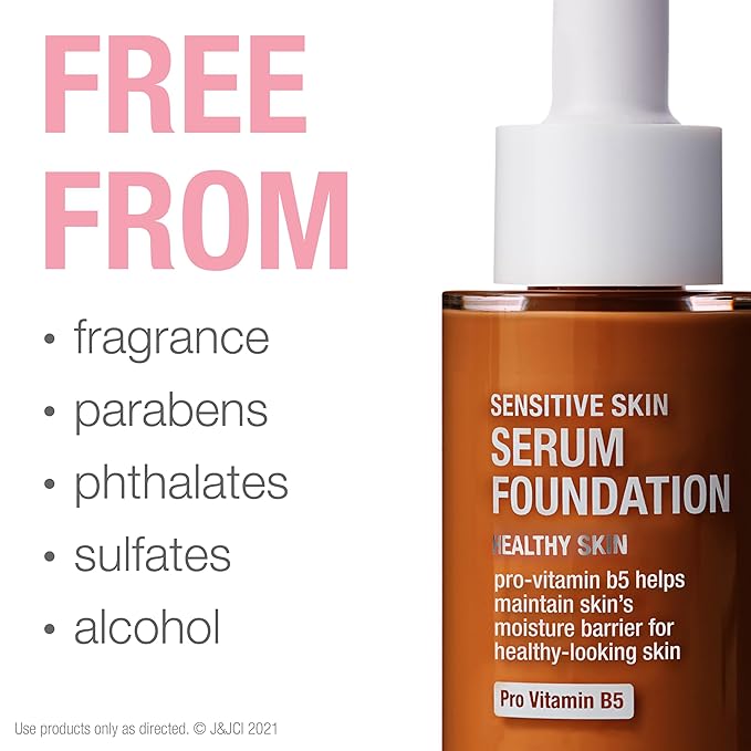 Neutrogena Healthy Skin Sensitive Skin Serum Foundation with Pro-Vitamin B5, Color Correcting & Pore Minimizing Liquid Foundation & Face Serum, Buildable Coverage, Medium/Deep 03, 1 oz