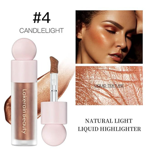 MEICOLY Liquid Highlighter,Long Lasting Liquid Luminizer Shimmer Stick,Waterproof Smooth Highlight Face Illuminator,Silky Natural Glow Makeup Sparkly Highlighters for Face,04 Transcend