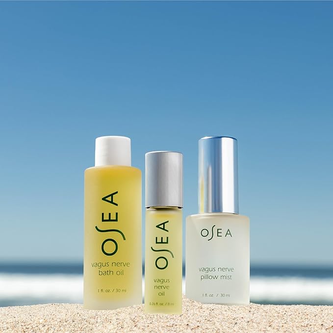 OSEA Vagus Nerve Travel Set – 3-Piece Wellness Spa Gift Set for Men & Women, Essential Oil, Bath Oil & Pillow Mist, Aromatherapy for Stress Relief, Relaxation & Sleep