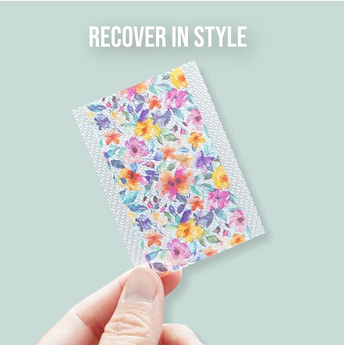 Quitch Silicone Scar Sheets for Surgical Scars, Silicone Scar Tape, C Section Recovery Must Haves, Tummy Tuck Recovery Must Haves, Postpartum Essentials Scar Treatment (Floral) 4x150cm