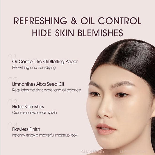 Long-Lasting Cushion Foundation, Natural Cover Foundation Makeup, Breathable and Lightweight Makeup Cushion Foundation, for Light Medium Skin, Yellow Undertone, 0.45 Fl Oz x 2