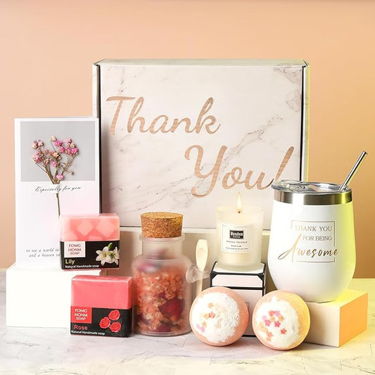 Thank You Gift Box for Women, Unique Gratitude Gifts for Women-Relaxation Spa Gift Basket for Mom Wife Girlfriend Sister Coworker Employee Hostess Secretary Teacher Nurse and Volunteer