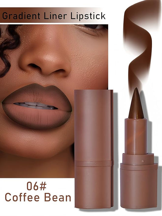 MAEPEOR 2 in 1 Creamy Lip Liner 8 Colors Matte Nude Dark Brown Lipliner High Pigmented Long lasting Gradient Lip Liner and Lipstick Lip Combo (06 Coffee Bean)