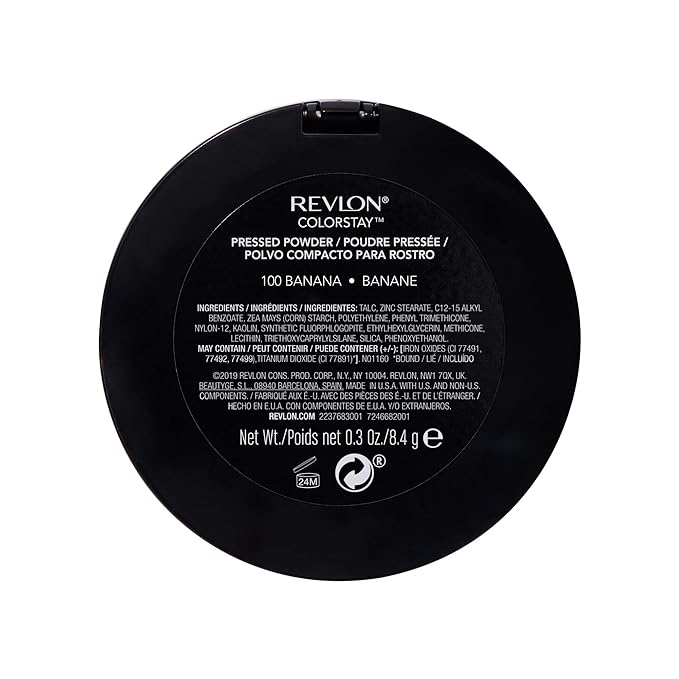 Revlon ColorStay Pressed Powder Face Makeup, Longwearing, Fragrance-Free, Noncomedogenic, 100 Banana, 0.3 oz