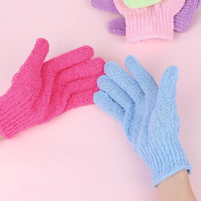10Pcs Exfoliating Bath Gloves - Five Finger Body Scrubber and Back Massaging Towels in Random Colors, Ideal for Deep Cleaning and Skin Care