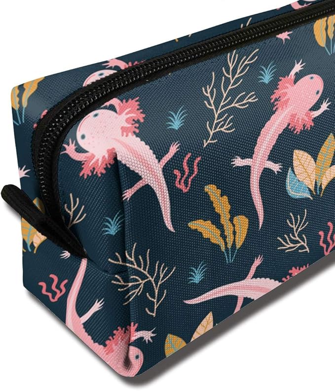 Axolotl Large Makeup Bag Adorable Travel Cosmetic Toiletry Organizer Case for Women
