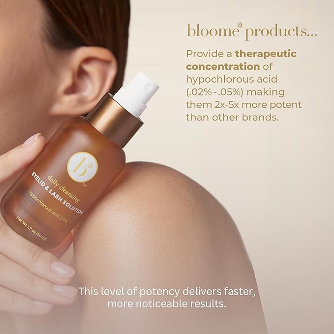 Bloome* Hypoallergenic Eyelid & Lash Cleanser Spray - Gentle Formula with .02% Hypochlorous Acid for Eye Comfort, Suitable for Eyelid Hygiene, Safe for Lash Extensions, 50 ml (1.7 fl oz)