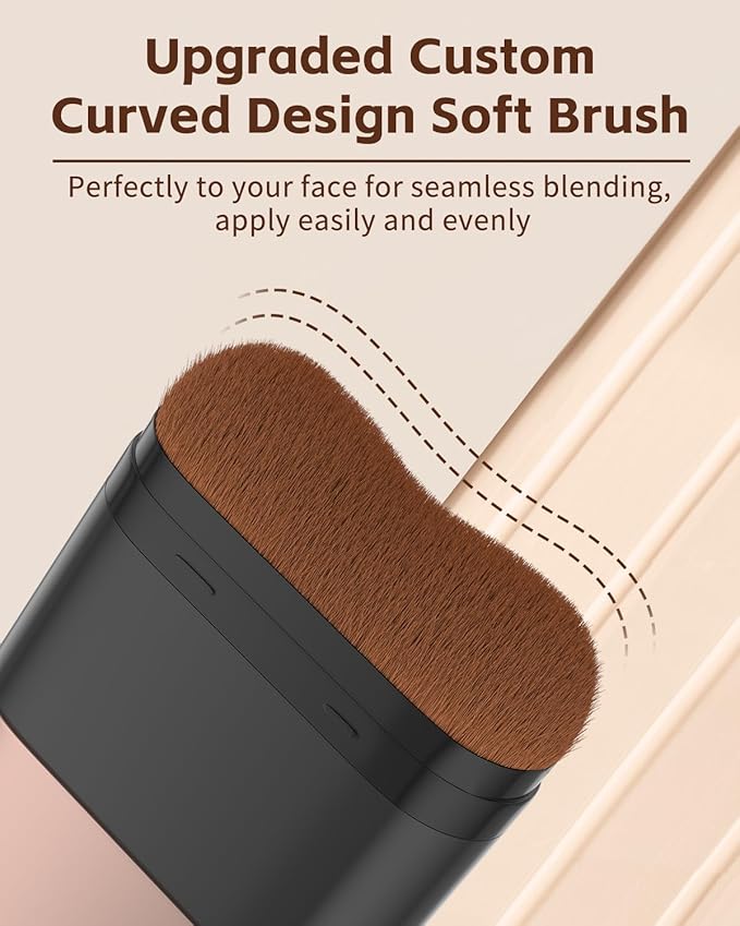 Foundation Stick Makeup with Brush Medium Coverage, Foundation Stick Smooth Long Lasting, Portable Face Eraser Base Make Up Lightweight for Dry and Combination Skin - Natural