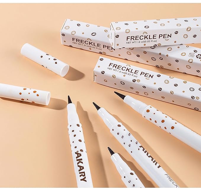 AKARY Freckle Pen Professional Lifelike Face Concealer Point Out Natural Waterproof Longlasting Soft Artificial Freckles Fine Makeup Freckle Pen Life Face Decoration (#04 Dark Brown)