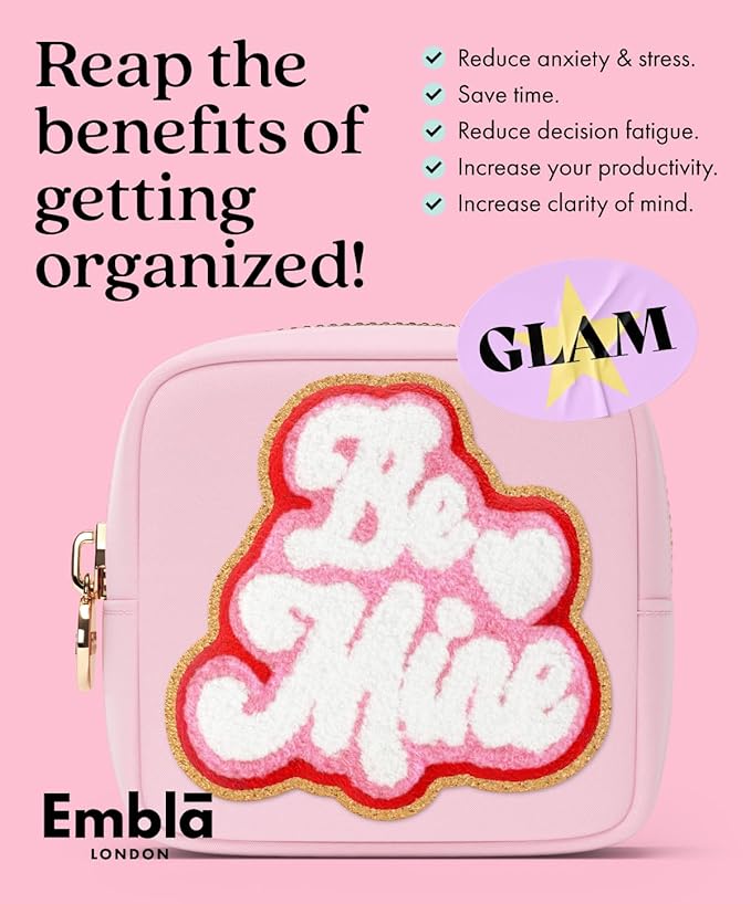 BE MINE Valentine Makeup Bag Travel Cosmetics Pouch and Toiletry Bag, Nylon Zipper Pouch Purse, Cute Make Up Organizer Storage Tote for Women Girls, Travel Skincare Case, Small Makeup Bags, Flamingo