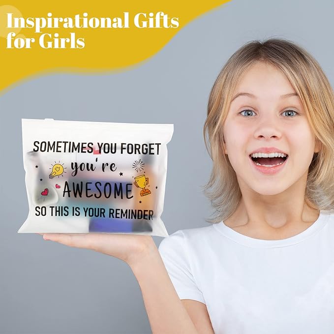 100 Pcs Inspirational Gifts for Girls Women Travel Cheer Makeup Bag Bulk Loved Quotes Cosmetic Bags with Zipper Thank You Encouragement Birthday Gift Bag for Nurse Teacher Friend (You're Awesome)