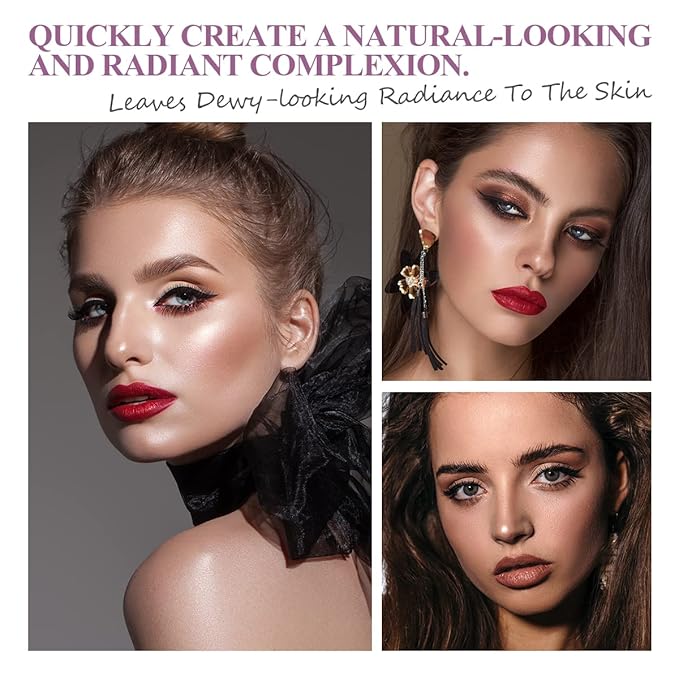 4Pcs Cream Blush Contour Highlighter Bronzer Moisturizer Stick Makeup Set #T Blush Glow5