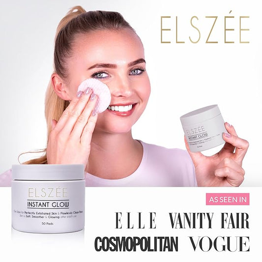 ELSZÉE Instant Glow Exfoliating Treatment Pads | Daily Exfoliant | 2-in-1 Deep Pore Cleansing & Radiance Boost | Luxury London-Formulated Skincare | 30 Pre-Soaked Pads