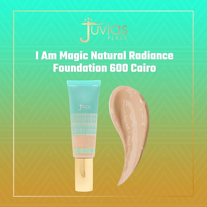 Juvia's Place I Am Magic Natural Radiance Foundation - 600Cairo - Full Coverage Liquid Foundation Makeup for Dry, Mature, Aging, and Combination Skin - Lightweight Longwear Base with Radiant Finish