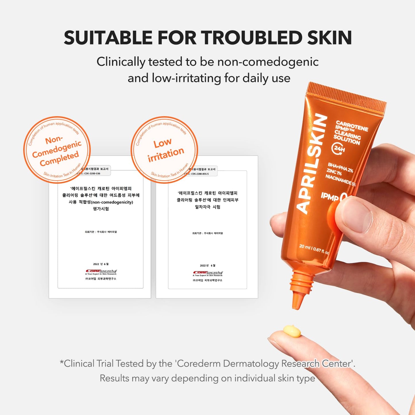 APRILSKIN Carrotene IPMP™ Clearing Solution || Quickly soothes troubled areas and helps clear blemishes | Formulated with BHA, AHA, Niacinamide & Zinc Oxide | Vegan, Cruelty-Free (0.67fl.oz.)