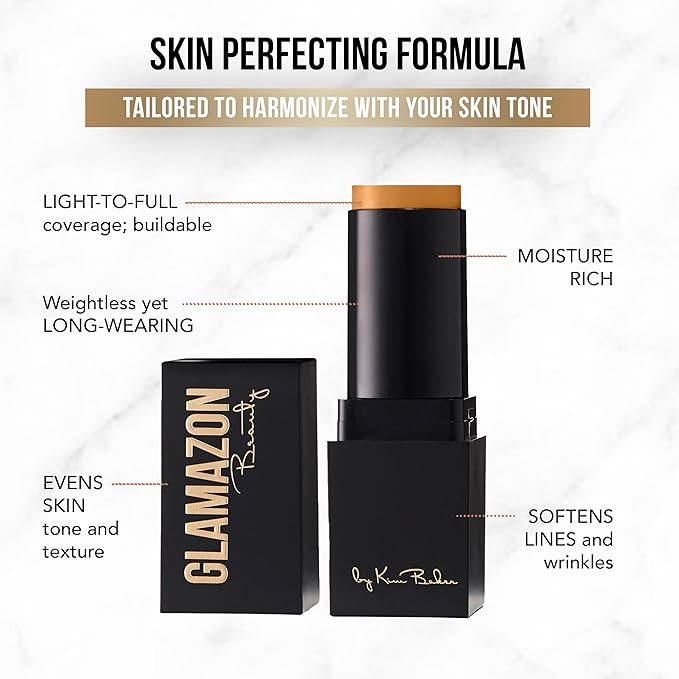Glamazon Second to None Foundation Stick, Molten Pecan, Light-to-Full Coverage, Weightless Makeup With a Glowy Natural Finish