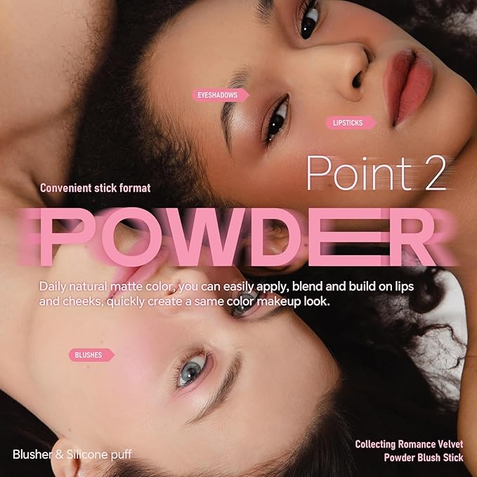 Cream to Powder Blush Stick, Built-In Jelly-like Silicone Makeup Applicator, Buildable & Blendable, Multi-use Blush Makeup Stick for Cheeks, Lips and Eyes, 04 HEY SUGAR