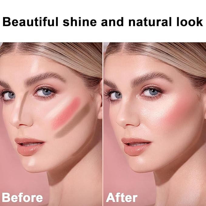 3Pcs Cream Contour Sticks, Shades with Highlighter Stick, Face Shaping & Contouring Stick with 2 Brushes, Contour Highlighter for Sculpt the Cheeks, Long Lasting, Waterproof, Matte & Dewy Finish