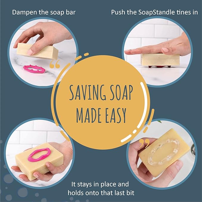 Bar Soap Gripper No Goo or Mess Soap Holder for Bath and Showers 2 Pack, Red