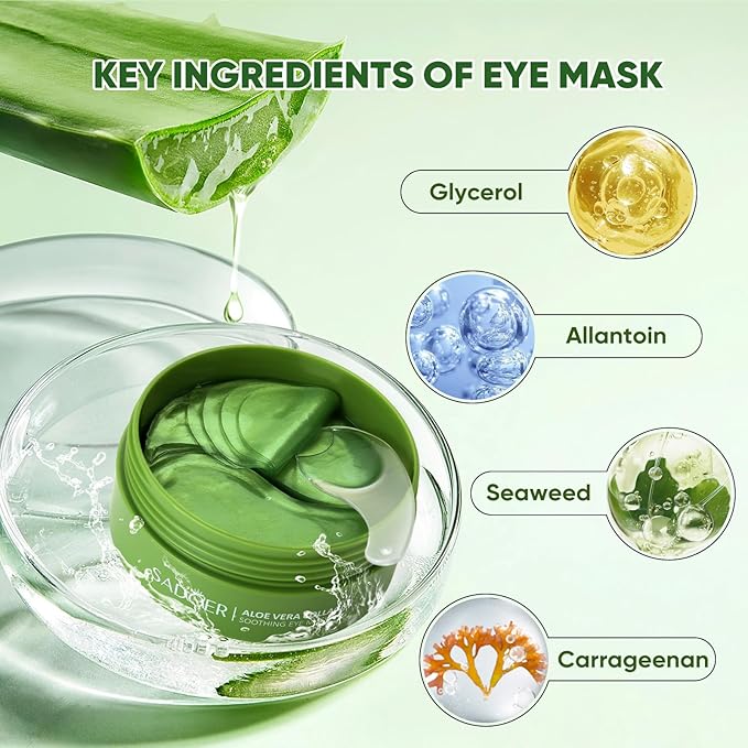 Aloe Vera Eye Mask (120 pcs) - Reduces puffiness and dark circles, firms and improves under-eye skin Under-eye patch for a rejuvenated look and minimises the appearance of fine lines and wrinkles