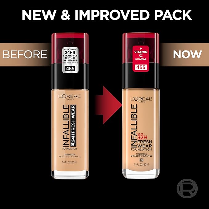 L'Oreal Paris Makeup Infallible Up to 32 Hour Fresh Wear Lightweight Foundation, 515 Copper, 1 Fl Oz, Packaging May Vary