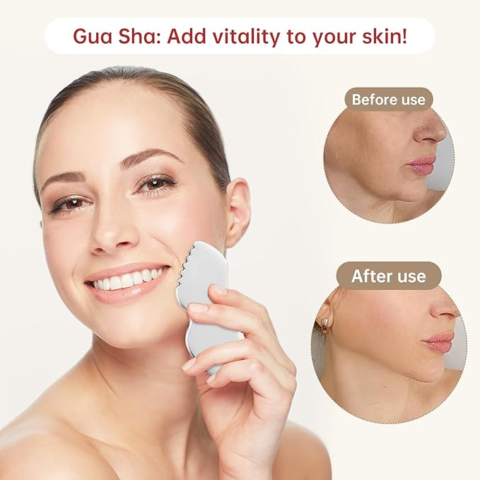 Stainless Steel Gua Sha Set Face Massager Metal Gua Sha Facial Tools Body Lymphatic Drainage Massager Guasha Sculpting Tool Skin Care Gifts for Women