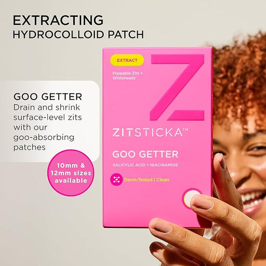 ZitSticka Pimple Patches for Face and Body, Hydrocolloid Patches to Cover Zits & Blemishes, Acne Patches or Zit Spot Stickers, Body Blemish Patch (GOO GETTER 108 Pack)
