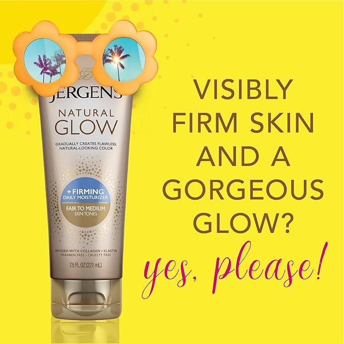 Jergens Natural Gradual Glow Bundle Pack: Daily Moisturizer +Firming 7.5fl oz and SPF20 Face Moisturizer 2fl oz, Fair to Medium
