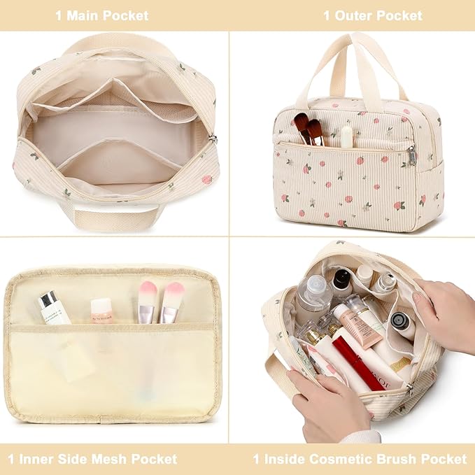 Makeup Bag for Women Cosmetic Bag Large Make Up Organizer Travel Toiletry Bags Waterproof Zipper Tote Pouch Purse for Girls