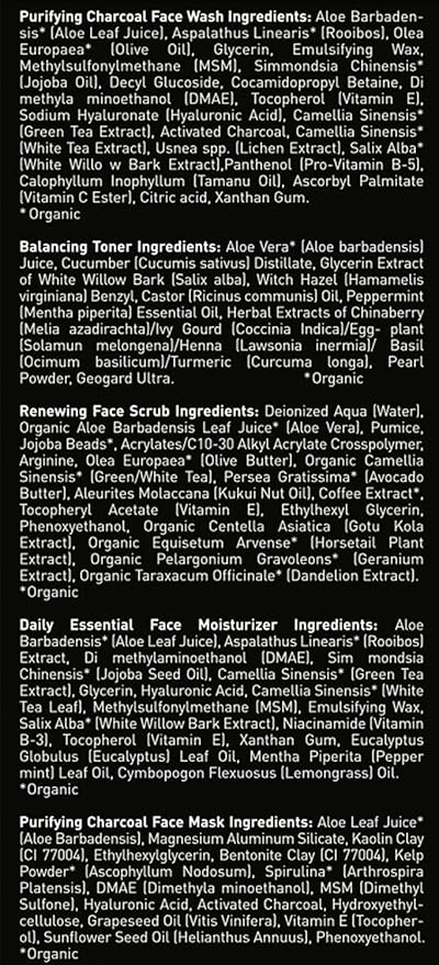 Brickell Men's Daily Elite Face Care Routine II, Toner, Charcoal Facial Wash, Face Scrub, Anti-Aging Night Cream, Eye Cream, Charcoal Mask and Moisturizer, Natural and Organic, Scented