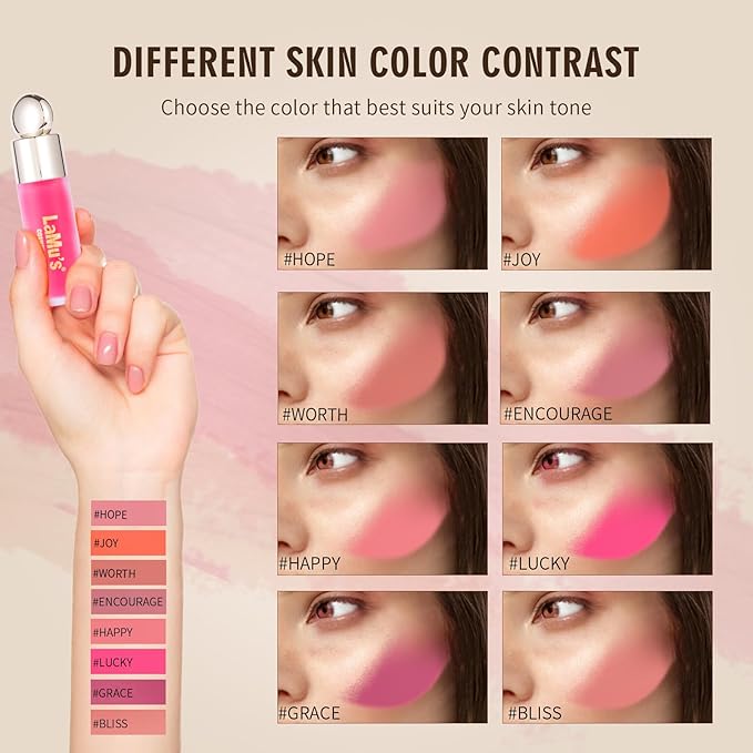 LaMu'S COSMETICS Soft Pinch Weightless Liquid Blush, Long-Lasting Beauty Natural Waterproof Face Liquid Blush For All-Day Wear (Lucky-Hot Pink, 0.25fl.oz/7.5ml)