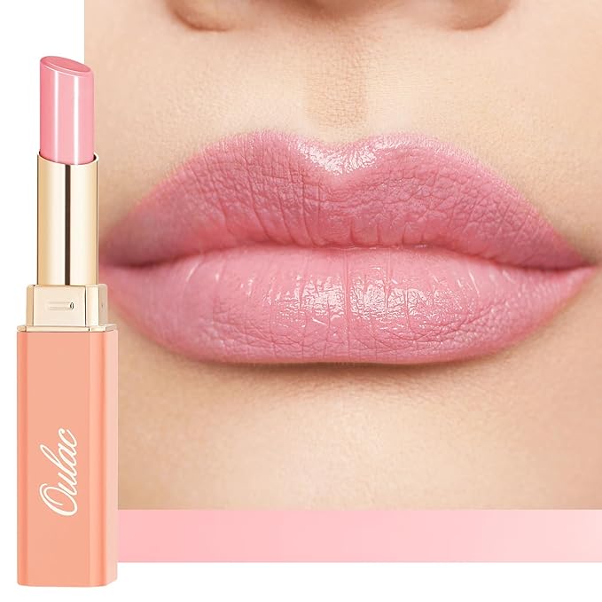 Oulac Shine Pink Lipstick for Women, 2 in 1 Glossy Light Pink Tinted Lip Balm, Hydrating Lipstick for Dry Lips, Moisture Shine Juicy Finish Vegan 2.2g/0.07oz (22)