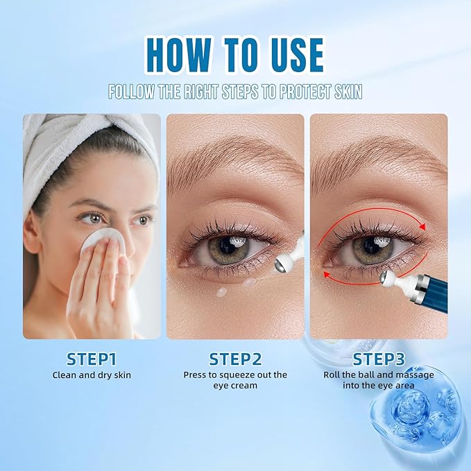 5% Caffeine Eye Cream & Under Eye Serum for Dark Circles and Wrinkles, Under Eye Bags Treatment, Anti-Aging Caffeine Eye Serum with Hyaluronic Acid and Niacinamide, 360° Eye Roller Massage(20ML)