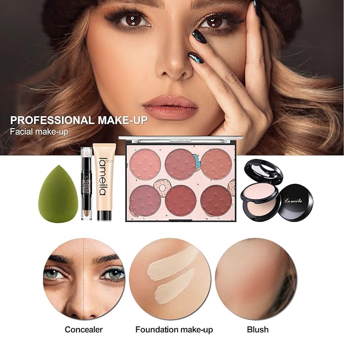 MISS ROSE M All In One Makeup Kit, Makeup Kit for Women Full Kit,Multipurpose Women's Cosmetics Set,Beginners and Professionals Alike,Easy to Carry(DLS-White)