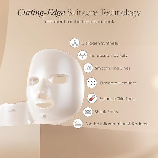 Project E Beauty LightAura Plus | LED Face & Neck Mask Skin Rejuvenation | LED Therapy Photon Mask | 7 Colors | Anti Aging | Spot Removal | Reduce Wrinkles | Anti-inflammation | Skincare Device