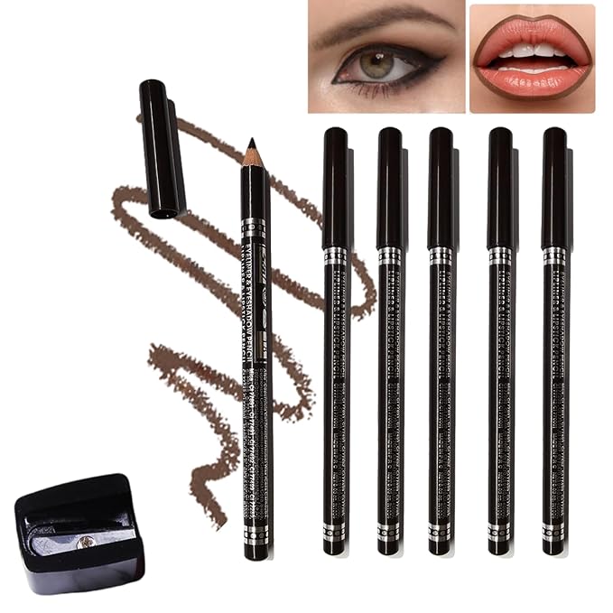 6PCS Matte Lip Liner Set - Premium Waterproof Brown Lip Liner Pencils for Defining & Filling Lips, Long-Lasting Smooth Lip Makeup, High Pigmented Lip Liner Pack for Perfect Nude & Natural Looks#18