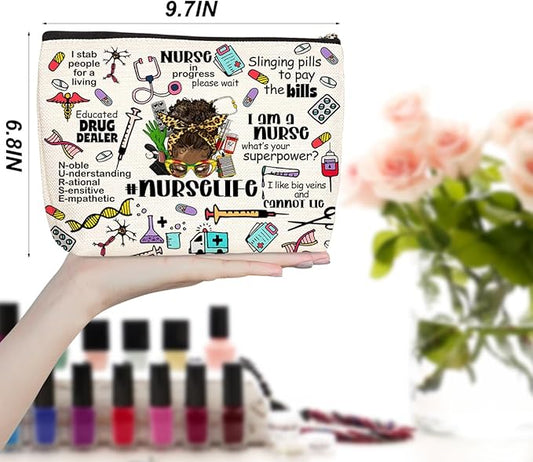 Inspirational Nurse Makeup Bag - Cosmetic Bag for Work, Nursing Graduation & Appreciation Gifts