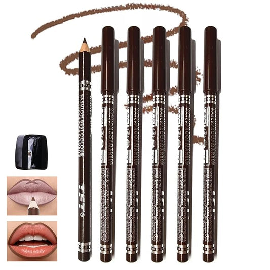 6PCS Matte Lip Liner Set - Premium Waterproof Brown Lip Liner Pencils for Defining & Filling Lips, Long-Lasting Smooth Lip Makeup, High Pigmented Lip Liner Pack for Perfect Nude & Natural Looks#15