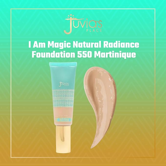 Juvia's Place I Am Magic Natural Radiance Foundation - 550Martiniqe- Full Coverage Liquid Foundation Makeup for Dry, Mature, Aging, and Combination Skin - Lightweight Longwear Base with Radiant Finish