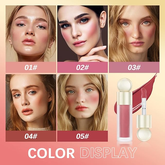 Liquid Blush, Matte Liquid Cream Makeup Dual Use for Cheeks and Lips, Long-Lasting, Smudge Proof, Moisturizing Face Blush Stick for Cheek, Pink Lip gloss for Girl