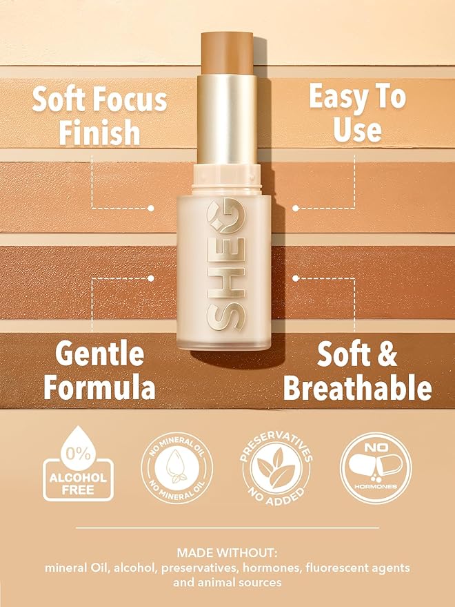 SHEGLAM Skin Magnet High Coverage Foundation Stick Longwear Medium Face Makeup for All Skin Types-Sand