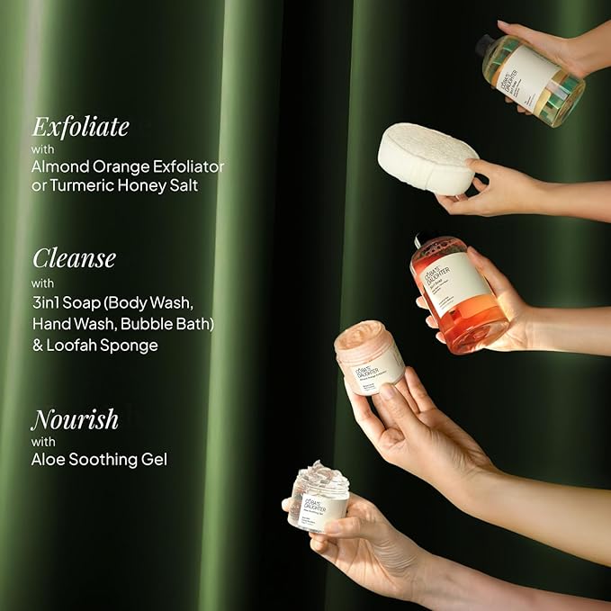 COBA’S DAUGHTER Luxury Spa Gift Set – 7-Piece Bath & Body Set with Rattan Case, Body Wash, Bubble Bath & Scrub – Premium Holiday, Birthday, housewarming, bridal shower & Self-Care Gift