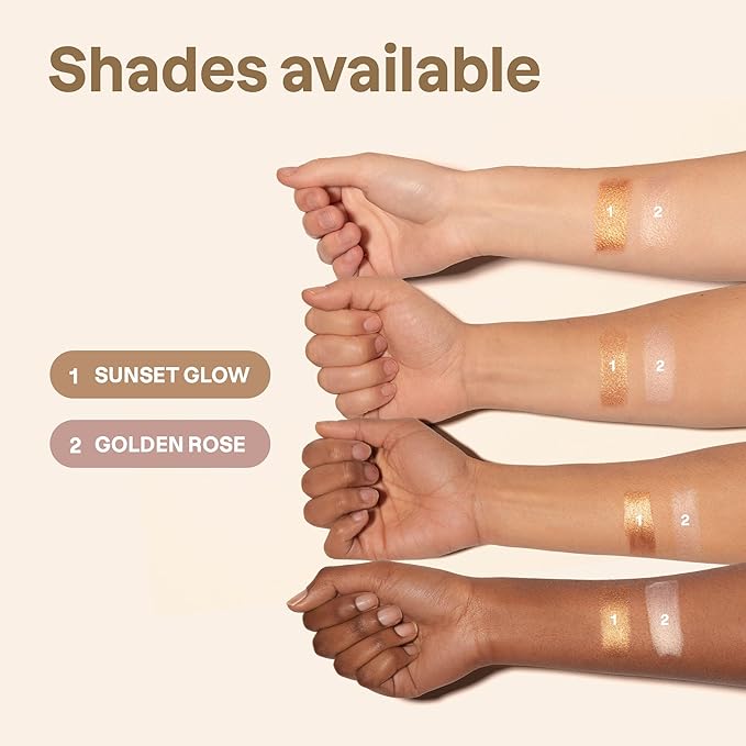 ATTITUDE Oceanly Lightweight Highlighter Stick, Titanium Dioxide-Free, EWG Verified, Plastic-Free, Vegan & Cruelty-free Makeup, Sunset Glow, 0.3 Ounces