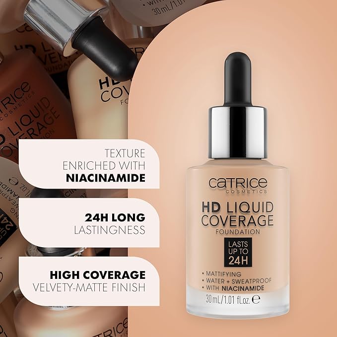 Catrice | HD Liquid Coverage Foundation | High & Natural Coverage | Vegan & Cruelty Free (032 | Nude Beige)