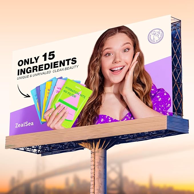 ZealSea Clean Beauty Face Masks Skincare, Minimalism 15 Ingredients Sheet Mask, Dopamine Color Design Facial Mask, Sleepover & Slumber Spa Party Supplies, Women Teen Girl Gifts Trendy Stuff, 21 Pack