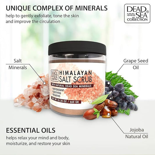 Dead Sea Collection Salt Body Scrub - Large 23.28 OZ - with Himalayan Salt and Dead Sea Collection Eucalyptus Salt Body Scrub - Large 23.28 OZ - Bundle