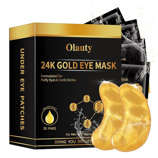 30 Pairs 24K Gold Under Eye Patches – Hydrating Eye Masks for Puffy Eyes & Dark Circles, Ideal for Women’s Beauty, Travel, & Gifts