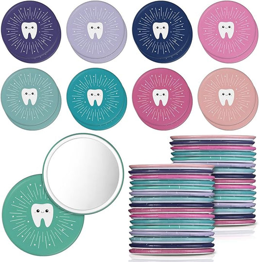 Geetery 18 Pcs Dentist Graduation Gifts Tooth Compact Mirrors Dental Hygienist Assistant Gift Graduation Accessories for Dental Students Woman Office Staffs Assistants
