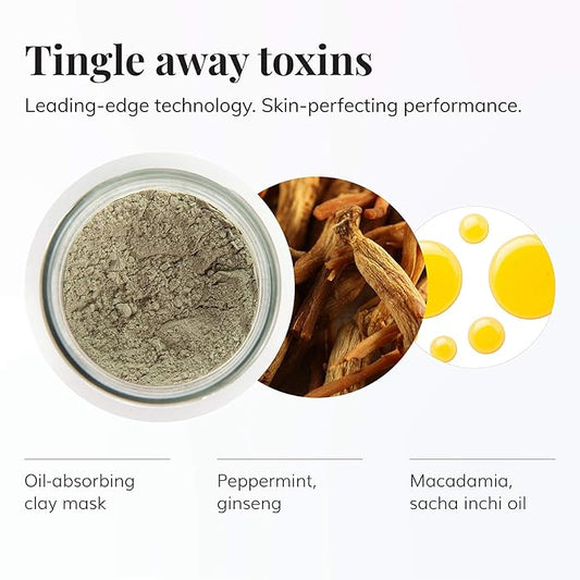 Le Mieux Icy Revitalizing Mask - Cooling, Soothing Clay Face Mask with French Green Clay & Amazon White Clay - Facial Mask for Oily & Blemish Prone Skin (2 oz / 60 ml)
